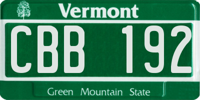 VT license plate CBB192