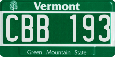 VT license plate CBB193