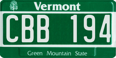 VT license plate CBB194
