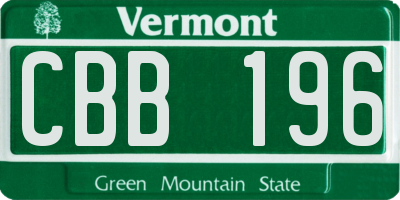 VT license plate CBB196