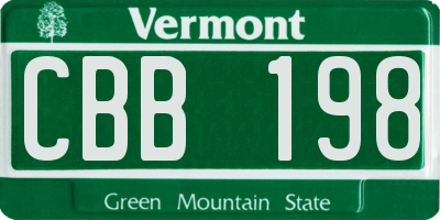 VT license plate CBB198