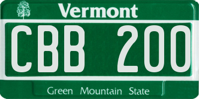 VT license plate CBB200