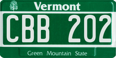 VT license plate CBB202