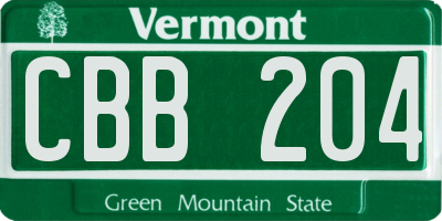 VT license plate CBB204