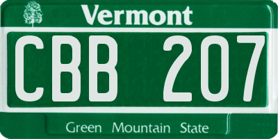 VT license plate CBB207