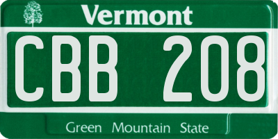 VT license plate CBB208
