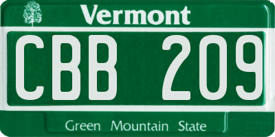 VT license plate CBB209