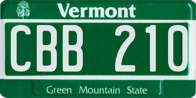 VT license plate CBB210