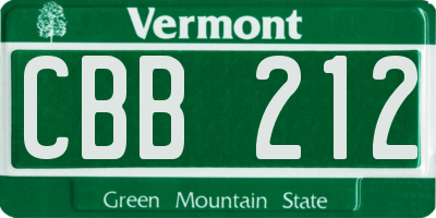 VT license plate CBB212