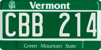 VT license plate CBB214