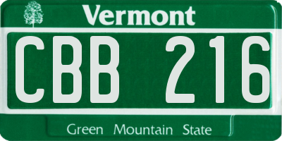 VT license plate CBB216