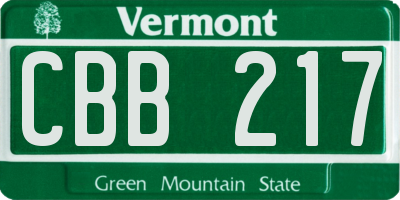 VT license plate CBB217
