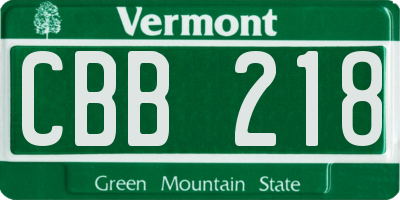 VT license plate CBB218