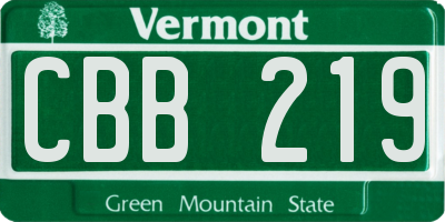 VT license plate CBB219