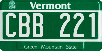 VT license plate CBB221