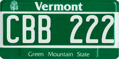 VT license plate CBB222