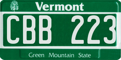 VT license plate CBB223
