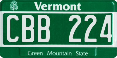VT license plate CBB224