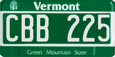 VT license plate CBB225