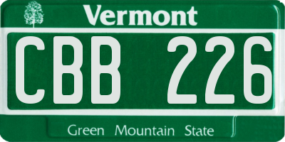 VT license plate CBB226