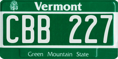 VT license plate CBB227