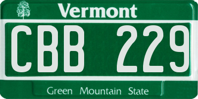 VT license plate CBB229