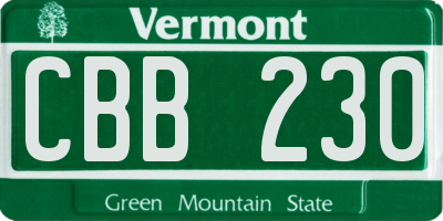 VT license plate CBB230