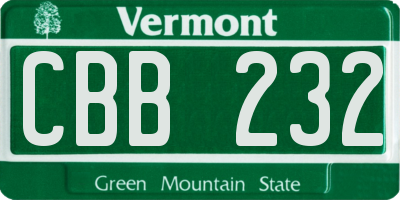 VT license plate CBB232