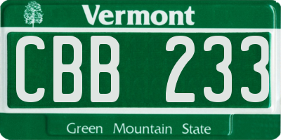 VT license plate CBB233