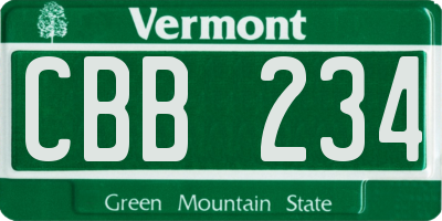 VT license plate CBB234