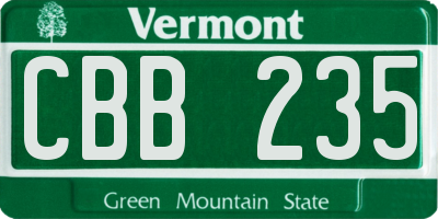 VT license plate CBB235