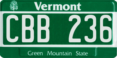 VT license plate CBB236