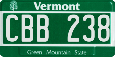 VT license plate CBB238