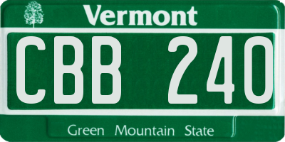 VT license plate CBB240
