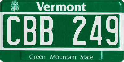 VT license plate CBB249