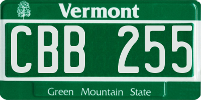 VT license plate CBB255
