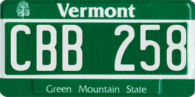 VT license plate CBB258