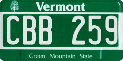 VT license plate CBB259