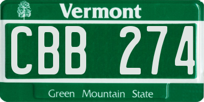 VT license plate CBB274