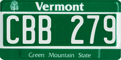 VT license plate CBB279