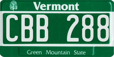 VT license plate CBB288