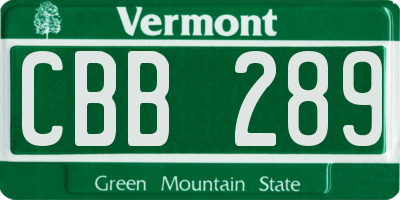 VT license plate CBB289