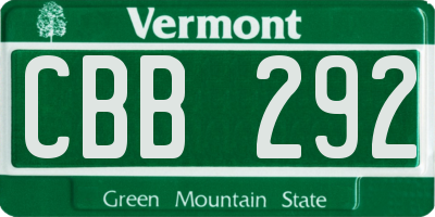 VT license plate CBB292