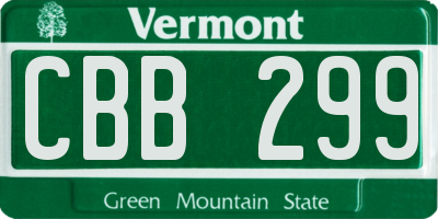 VT license plate CBB299