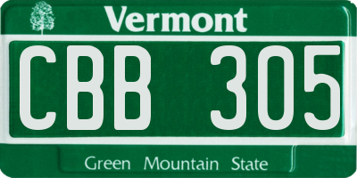 VT license plate CBB305