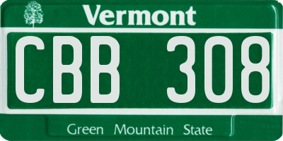 VT license plate CBB308