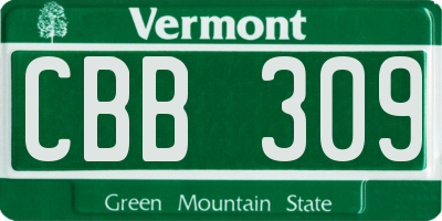 VT license plate CBB309