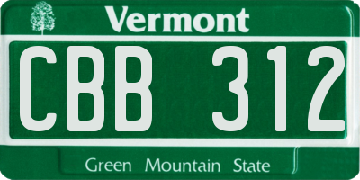 VT license plate CBB312