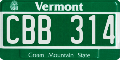 VT license plate CBB314