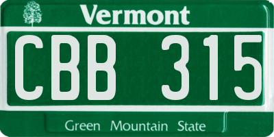 VT license plate CBB315